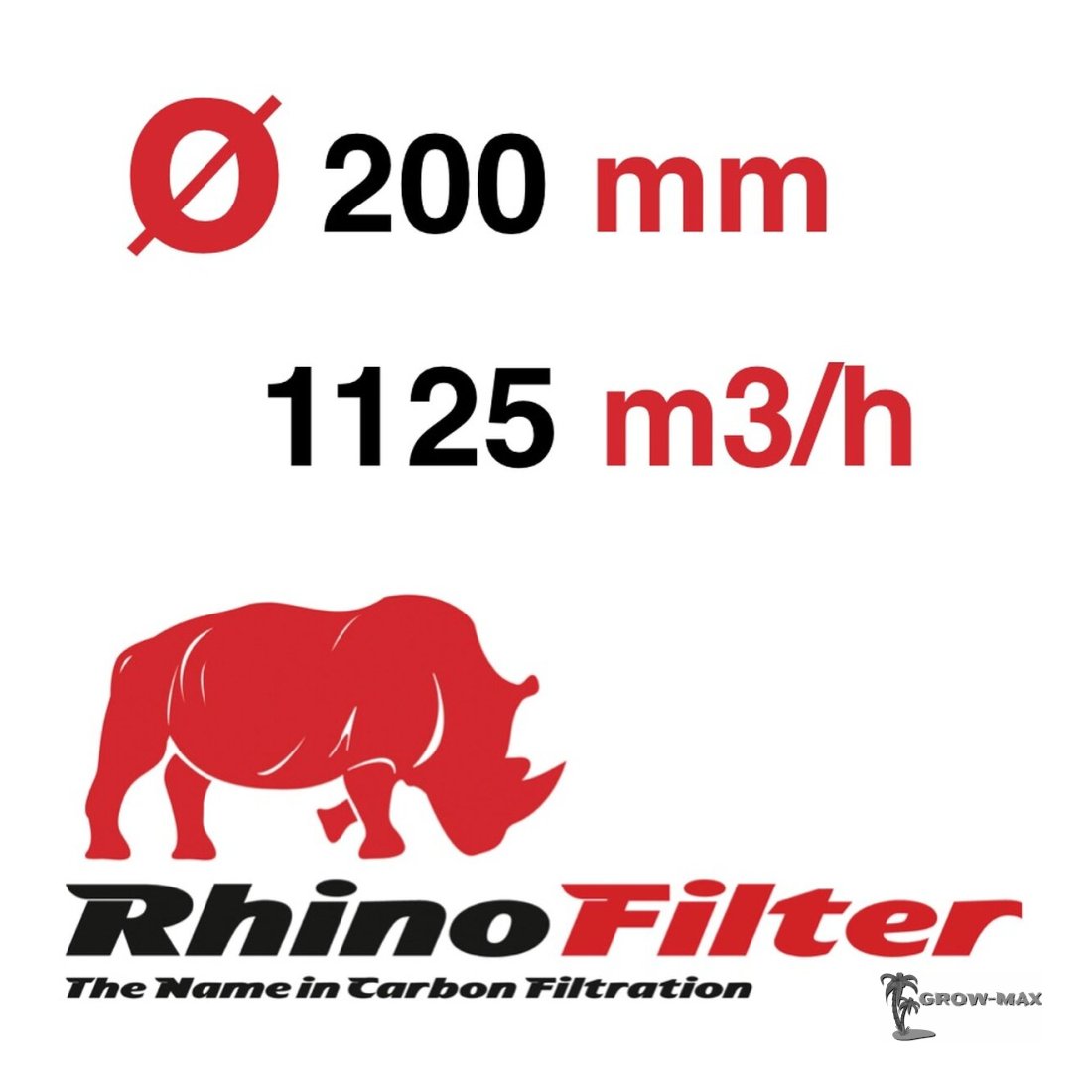 Rhino Pro Aktivkohlefilter - 1125m³/h Ø200mm