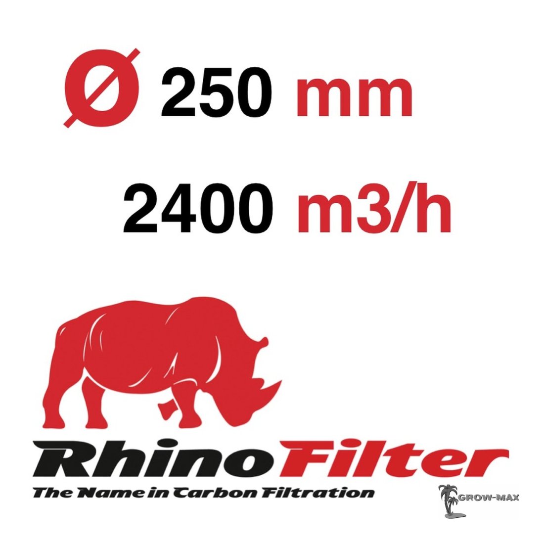 Rhino Pro Aktvikohlefilter - 2400m³/h Ø250mm