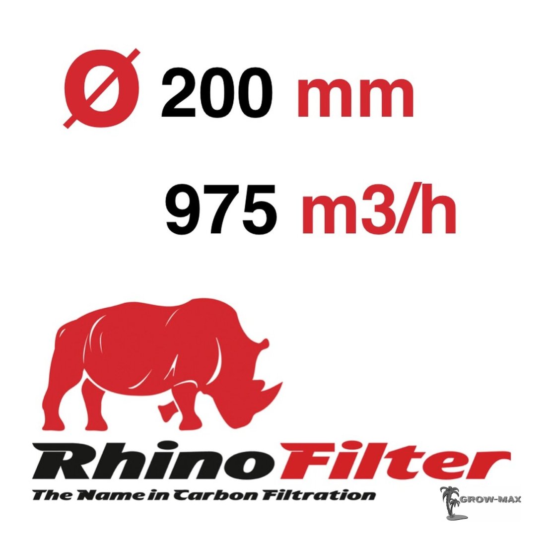 Rhino Pro Aktivkohlefilter - 975m³/h Ø200mm